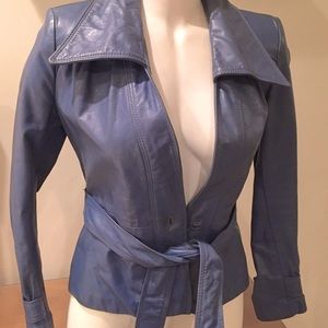 Gray/Blue Real Leather Jacket